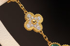 [Elowen Jewels] KLEEBLATT-OHRRINGE GOLD MALACHIT DIAMANT 3 MOTIVE