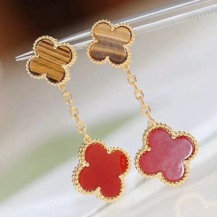 [Elowen jewels ]CLOVER  2 MOTIF  TIGER EYE CARNELIAN EARRINGS