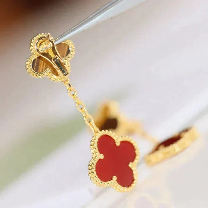 [Elowen jewels] CLOVER 2-MOTIV-OHRRINGE TIGERAUGE KARNEOL
