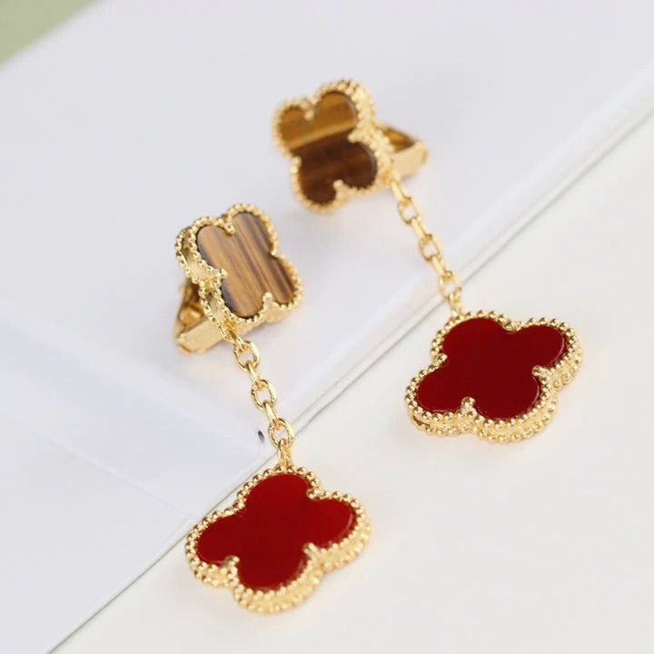 [Elowen jewels ]CLOVER  2 MOTIF  TIGER EYE CARNELIAN EARRINGS