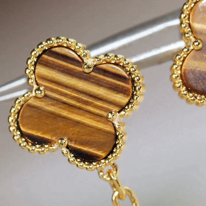 [Elowen jewels ]CLOVER  2 MOTIF  TIGER EYE CARNELIAN EARRINGS