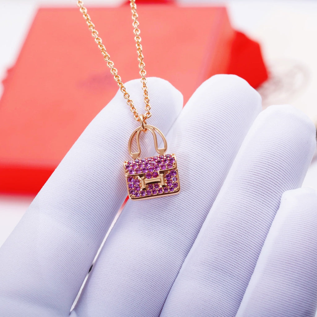 [Elowen jewels ]CONSTANCE ANHÄNGER LILA DIAMANT-HALSKETTE