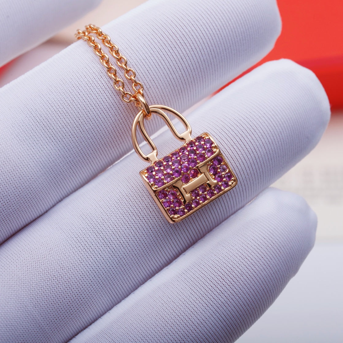 [Elowen jewels ]CONSTANCE ANHÄNGER LILA DIAMANT-HALSKETTE