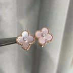 [Elowen jewels] クローバー ミディアム 1モチーフ ピンクMOP ダイヤモンド イヤリング