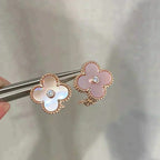 [Elowen jewels] クローバー ミディアム 1モチーフ ピンクMOP ダイヤモンド イヤリング