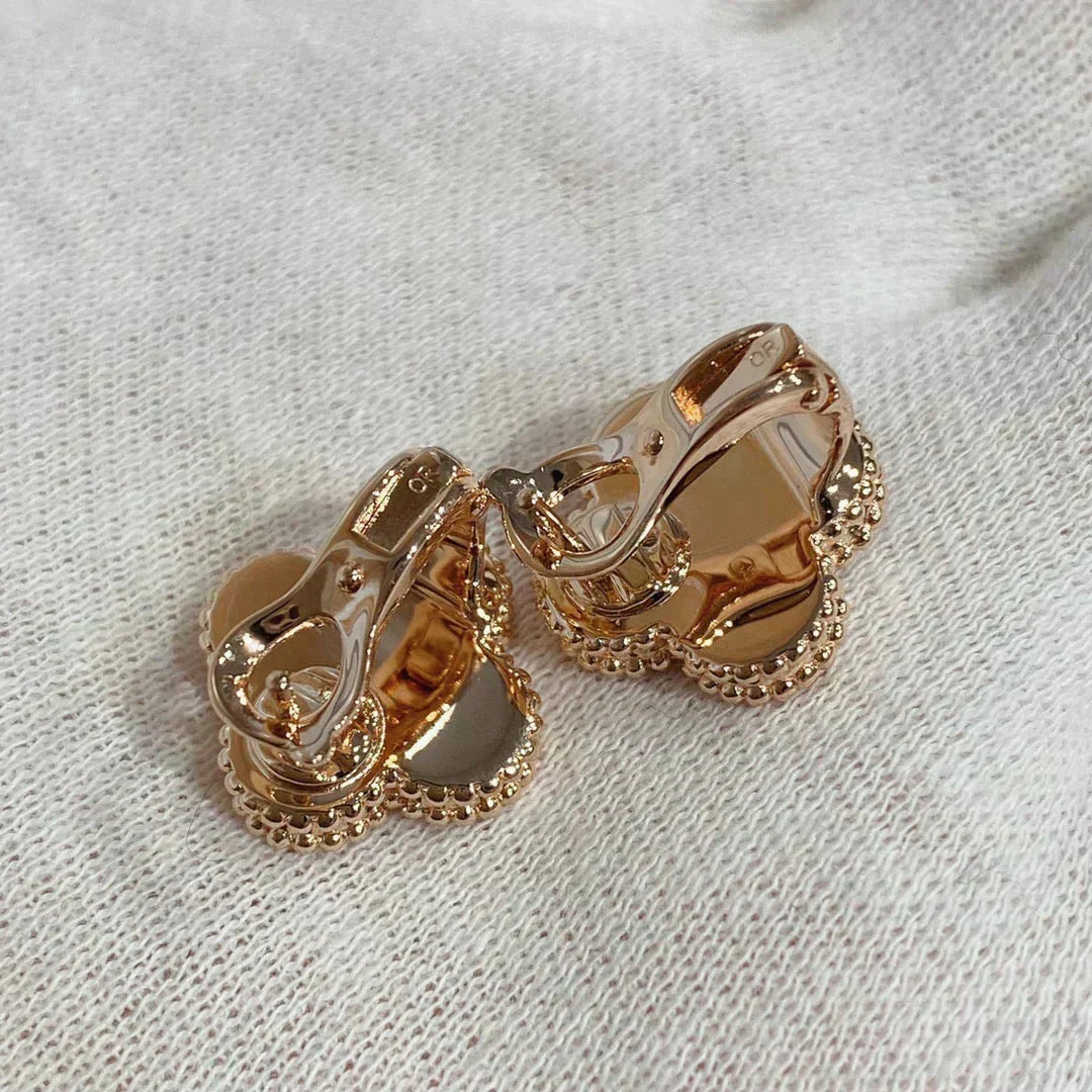 [Elowen jewels ]CLOVER MEDIUM 1 MOTIV KARNEOL DIAMANT Ohrringe