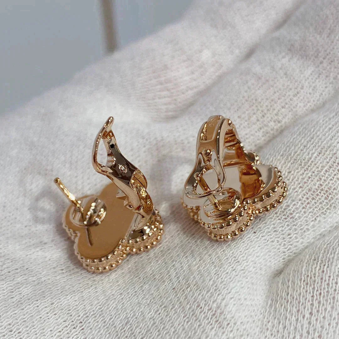 [Elowen jewels ]CLOVER MEDIUM 1 MOTIV KARNEOL DIAMANT Ohrringe