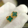 [Elowen jewels ]CLOVER MINI 9,5 MM MALACHIT OHRRINGE