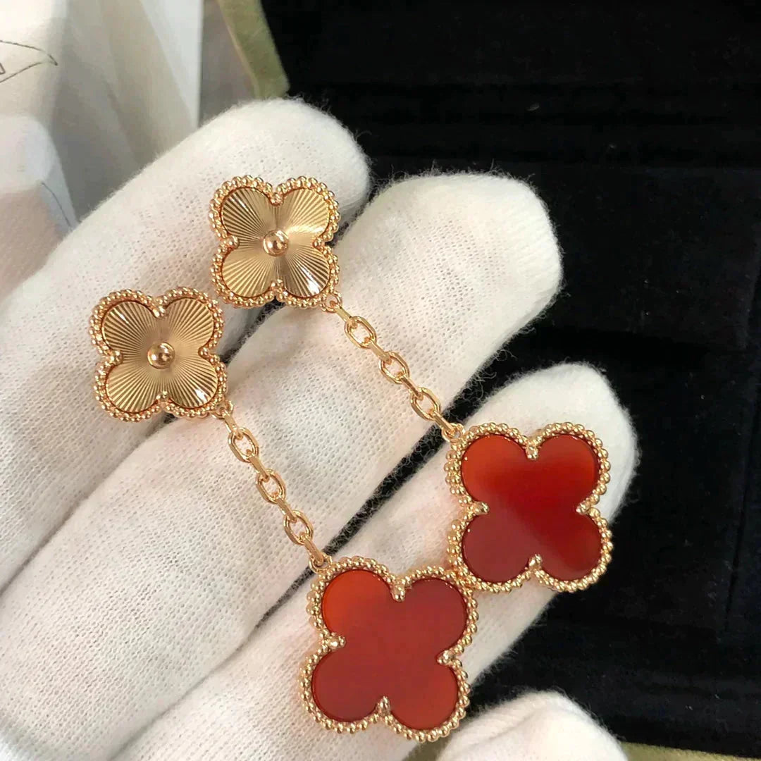 [Elowen jewels ]CLOVER 2 MOTIV LASER-KARNEOL-OHRRINGE
