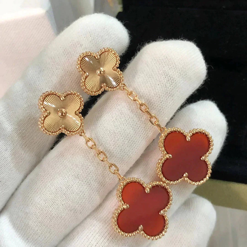 [Elowen jewels ]CLOVER 2 MOTIV LASER-KARNEOL-OHRRINGE