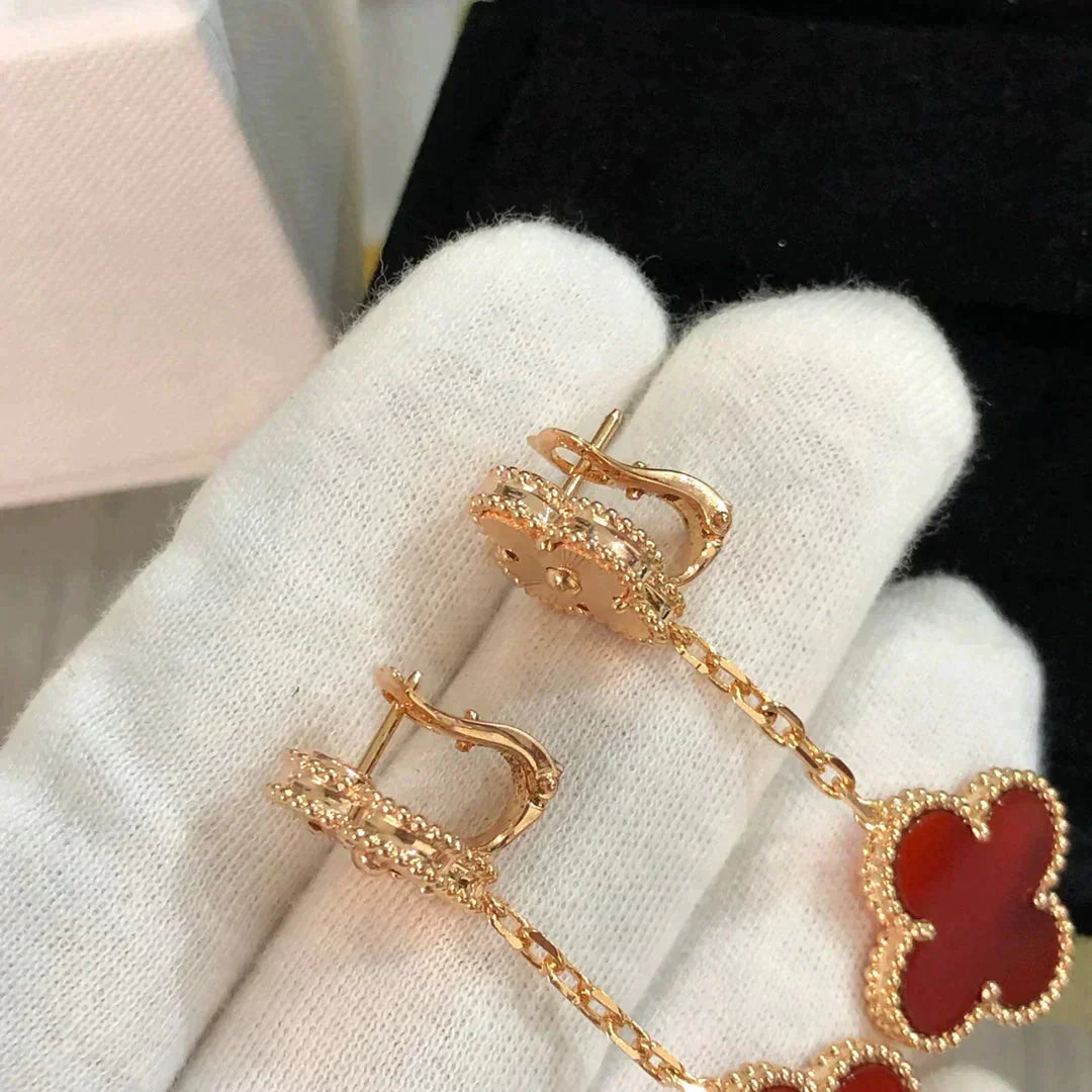 [Elowen jewels ]CLOVER 2 MOTIV LASER-KARNEOL-OHRRINGE