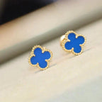 [Elowen jewels ]CLOVER MINI 9,5 MM OHRRINGE MIT BLAUEM ACHAT
