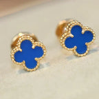 [Elowen jewels ]CLOVER MINI 9,5 MM OHRRINGE MIT BLAUEM ACHAT