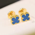 [Elowen jewels ]CLOVER MINI 9,5 MM OHRRINGE MIT BLAUEM ACHAT