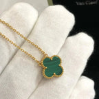 [Elowen jewels ]クローバー 15MM マラカイト シングルフラワー ネックレス