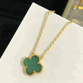 [Elowen jewels ]クローバー 15MM マラカイト シングルフラワー ネックレス