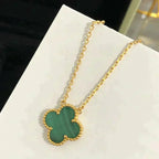 [Elowen jewels ]クローバー 15MM マラカイト シングルフラワー ネックレス