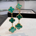 [Elowen jewels ]KLEEBLATT MALACHIT 3 MOTIVE GOLD