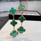 [Elowen jewels ]KLEEBLATT MALACHIT 3 MOTIVE GOLD