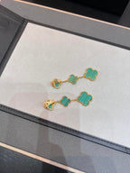 [Elowen jewels ]KLEEBLATT MALACHIT 3 MOTIVE GOLD