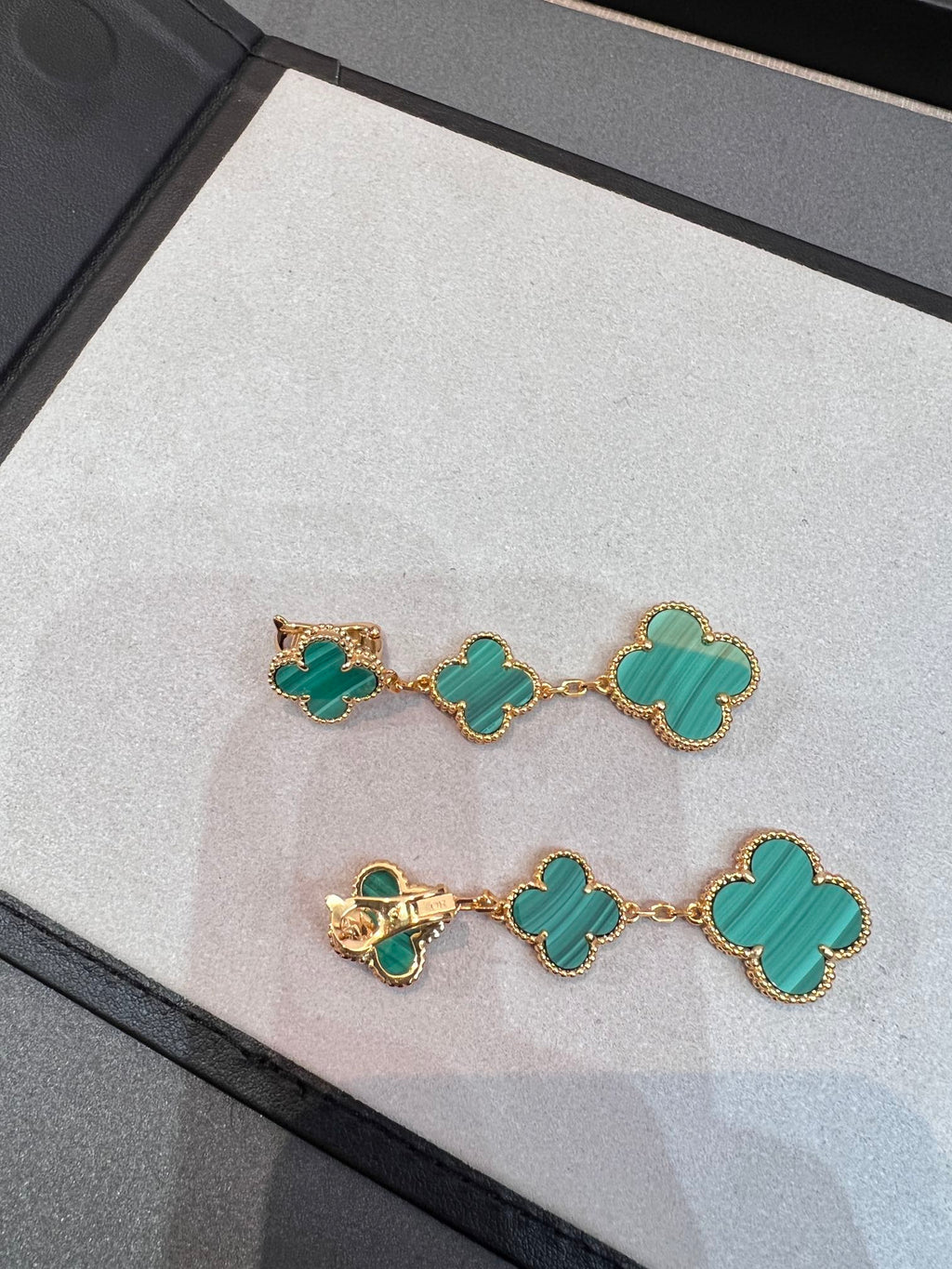 [Elowen jewels ]KLEEBLATT MALACHIT 3 MOTIVE GOLD
