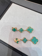 [Elowen jewels ]KLEEBLATT MALACHIT 3 MOTIVE GOLD