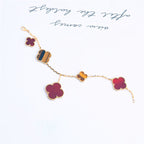 [Elowen jewels ]CLOVER BRACELET 5 MOTIFS CARNELIAN TIGER EYE
