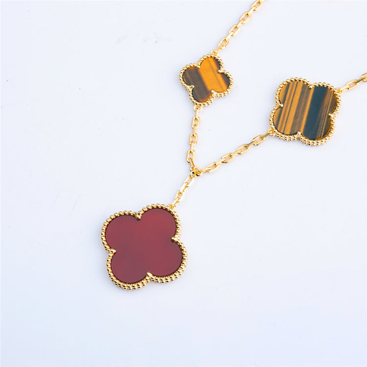 [Elowen jewels ]CLOVER BRACELET 5 MOTIFS CARNELIAN TIGER EYE