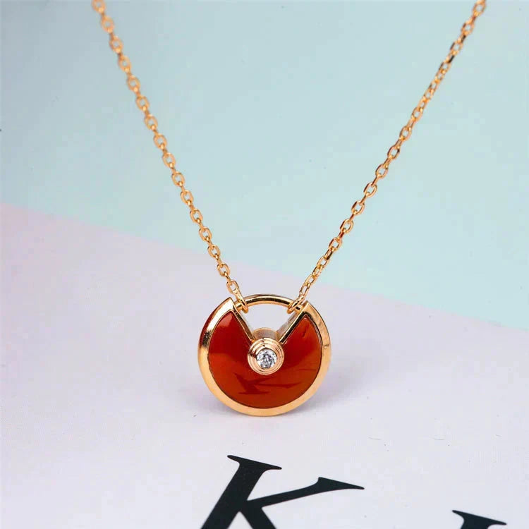 [Elowen jewels ]AMULETTE GOLD KARNEOL ONYX HALSKETTE