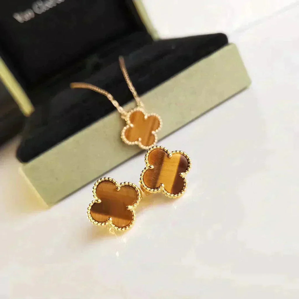 [Elowen jewels ]CLOVER MEDIUM 1 MOTIFS TIGER EYE EARRINGS