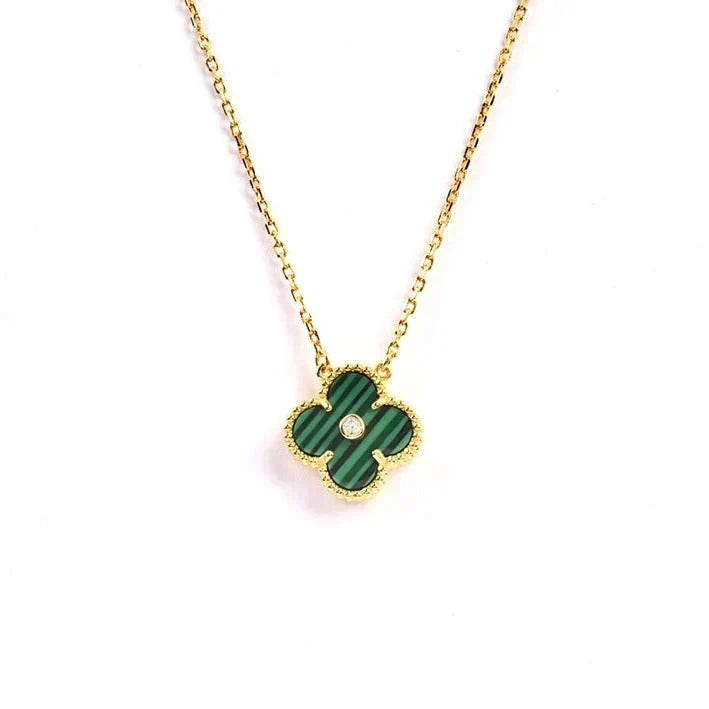 [Elowen jewels ]CLOVER 15MM DIAMOND TURQUOISE NECKLACE