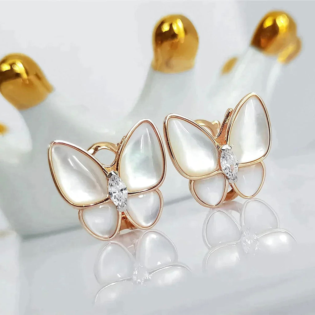 [Elowen jewels ]SCHMETTERLINGS-OHRRINGE AUS PERLMUTT UND DIAMANTEN
