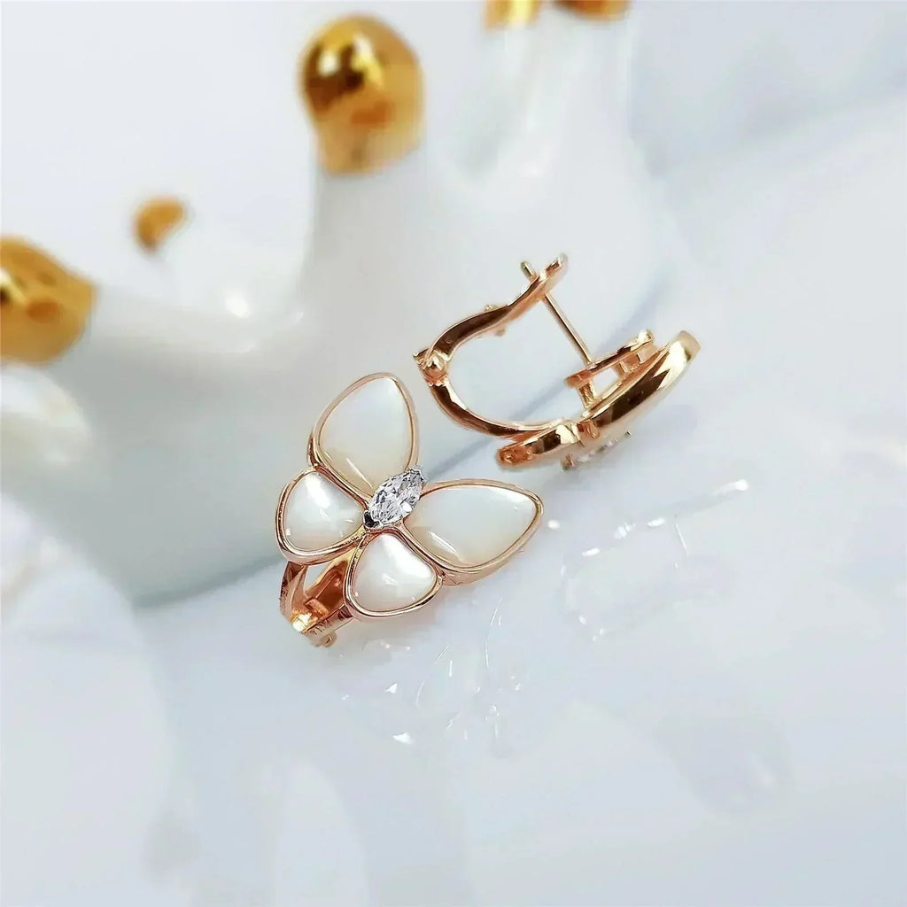 [Elowen jewels ]SCHMETTERLINGS-OHRRINGE AUS PERLMUTT UND DIAMANTEN