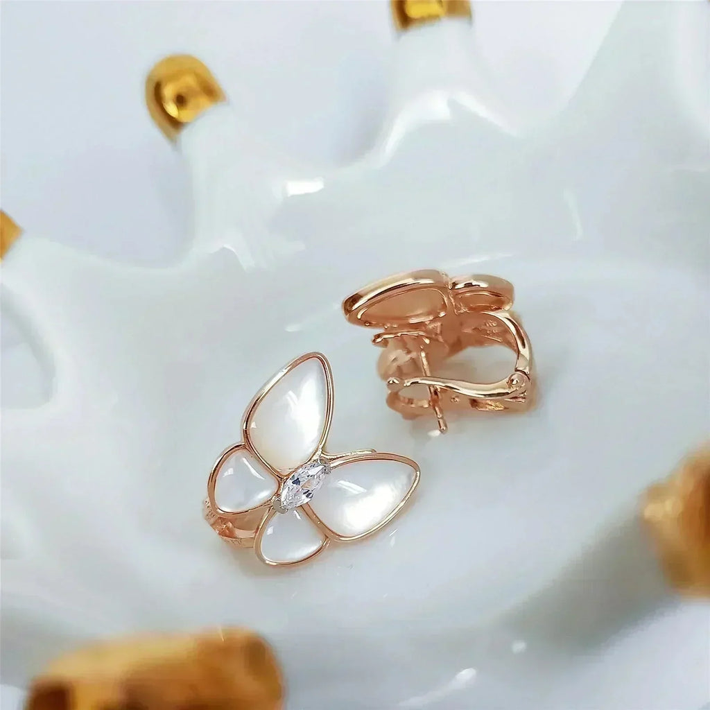 [Elowen jewels ]SCHMETTERLINGS-OHRRINGE AUS PERLMUTT UND DIAMANTEN