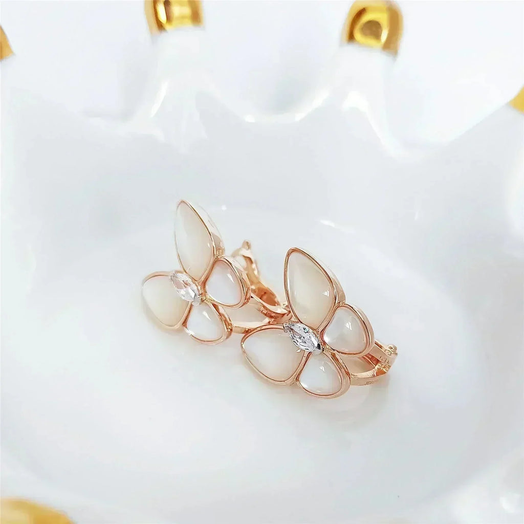 [Elowen jewels ]SCHMETTERLINGS-OHRRINGE AUS PERLMUTT UND DIAMANTEN