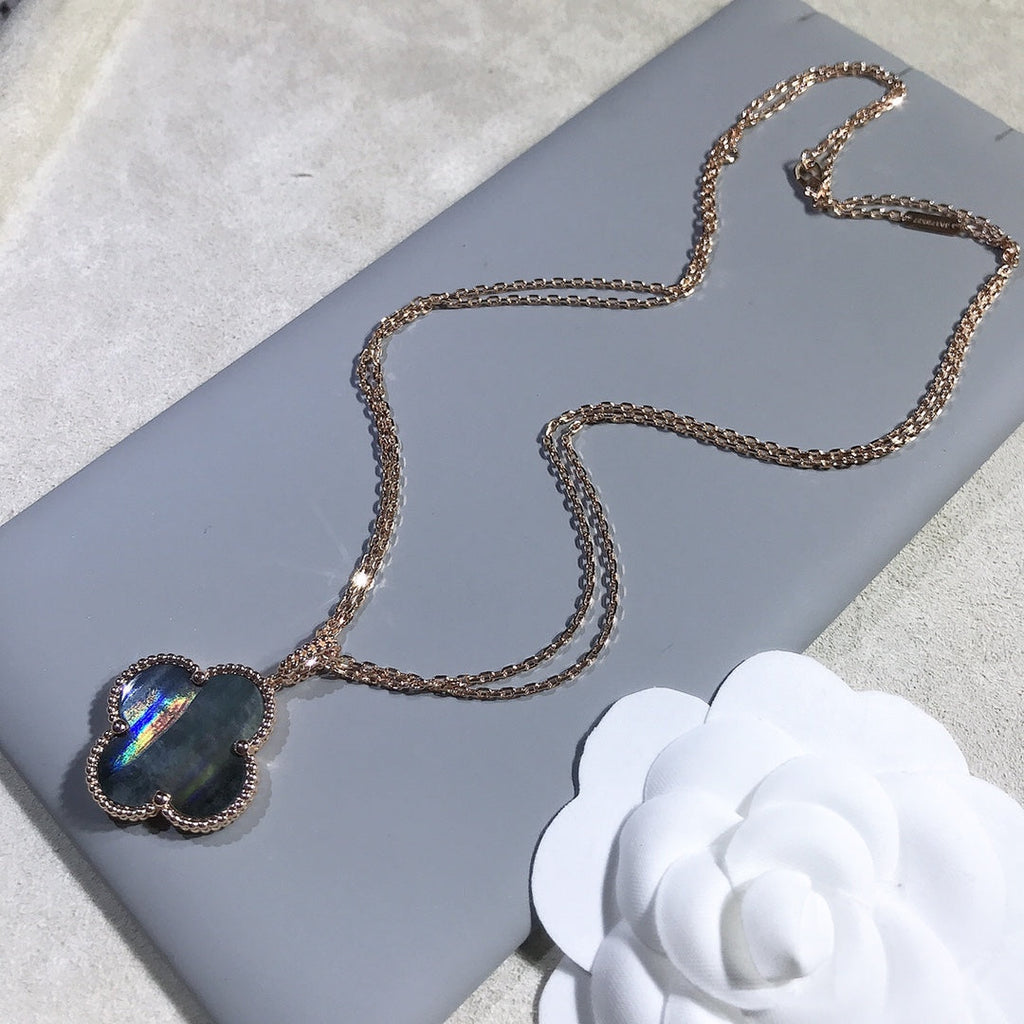 [Elowen jewels ]CLOVER 25MM GOLD DARK MOP BIG CLOVER NECKLACE