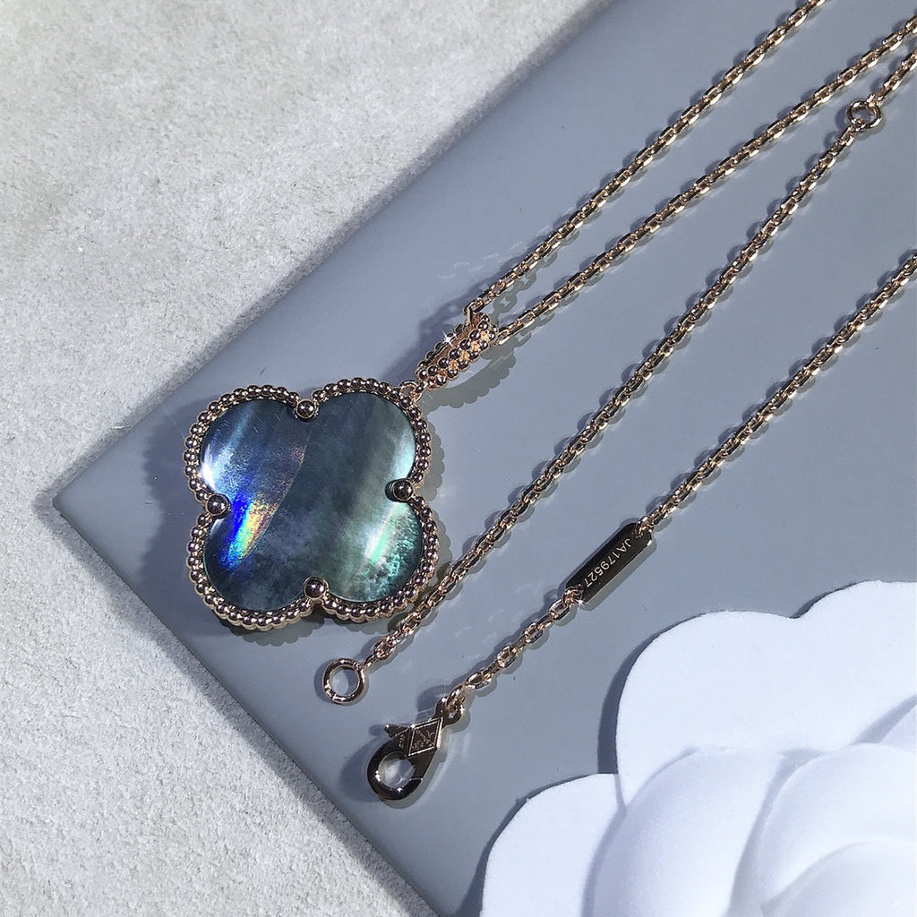 [Elowen jewels ]CLOVER 25MM GOLD DARK MOP BIG CLOVER NECKLACE
