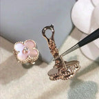 [Elowen jewels] クローバー ミディアム 1モチーフ ピンクMOP ダイヤモンド イヤリング