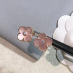 [Elowen jewels] クローバー ミディアム 1モチーフ ピンクMOP ダイヤモンド イヤリング