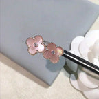[Elowen jewels] クローバー ミディアム 1モチーフ ピンクMOP ダイヤモンド イヤリング