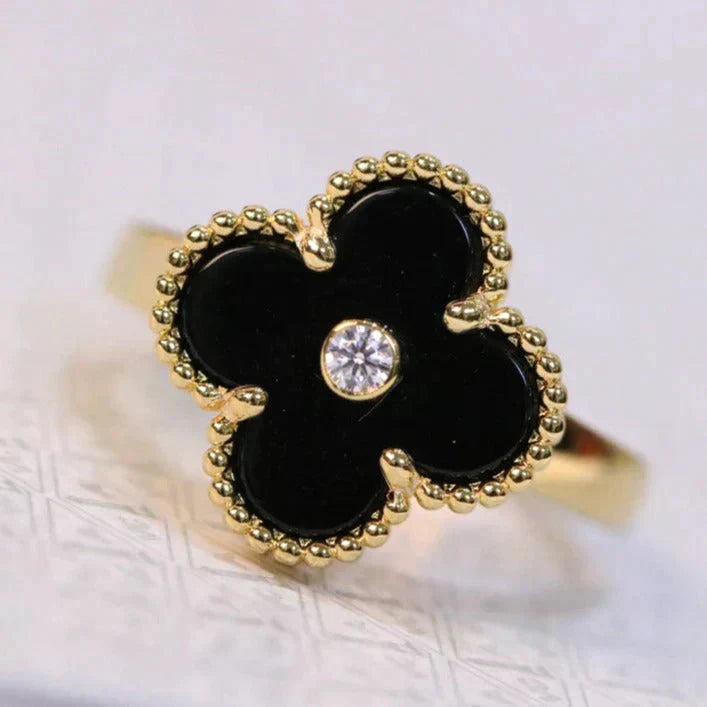 [Elowen jewels ]CLOVER ONYX RING GOLD DIAMOND