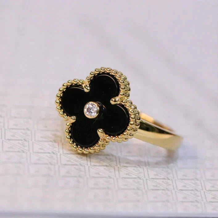 [Elowen jewels ]CLOVER ONYX RING GOLD DIAMOND