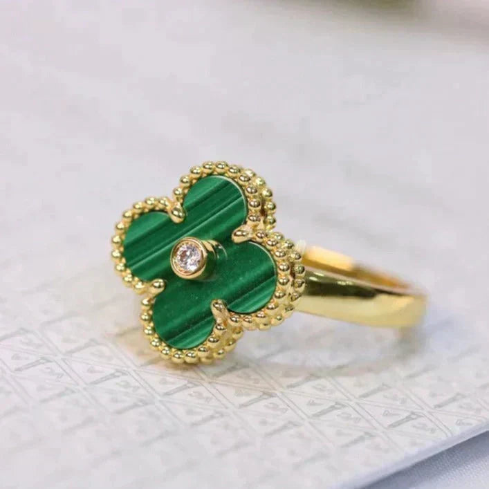 [Elowen jewels ]クローバー マラカイト リング ゴールド ダイヤモンド