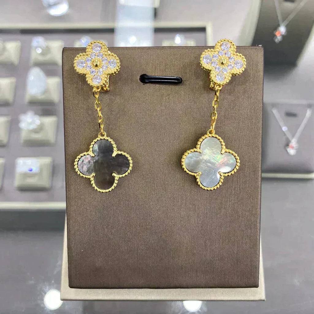 [Elowen jewels ]CLOVER  2 MOTIFS  DIAMOND  EARRINGS (MULTIPLE CHOICESç´