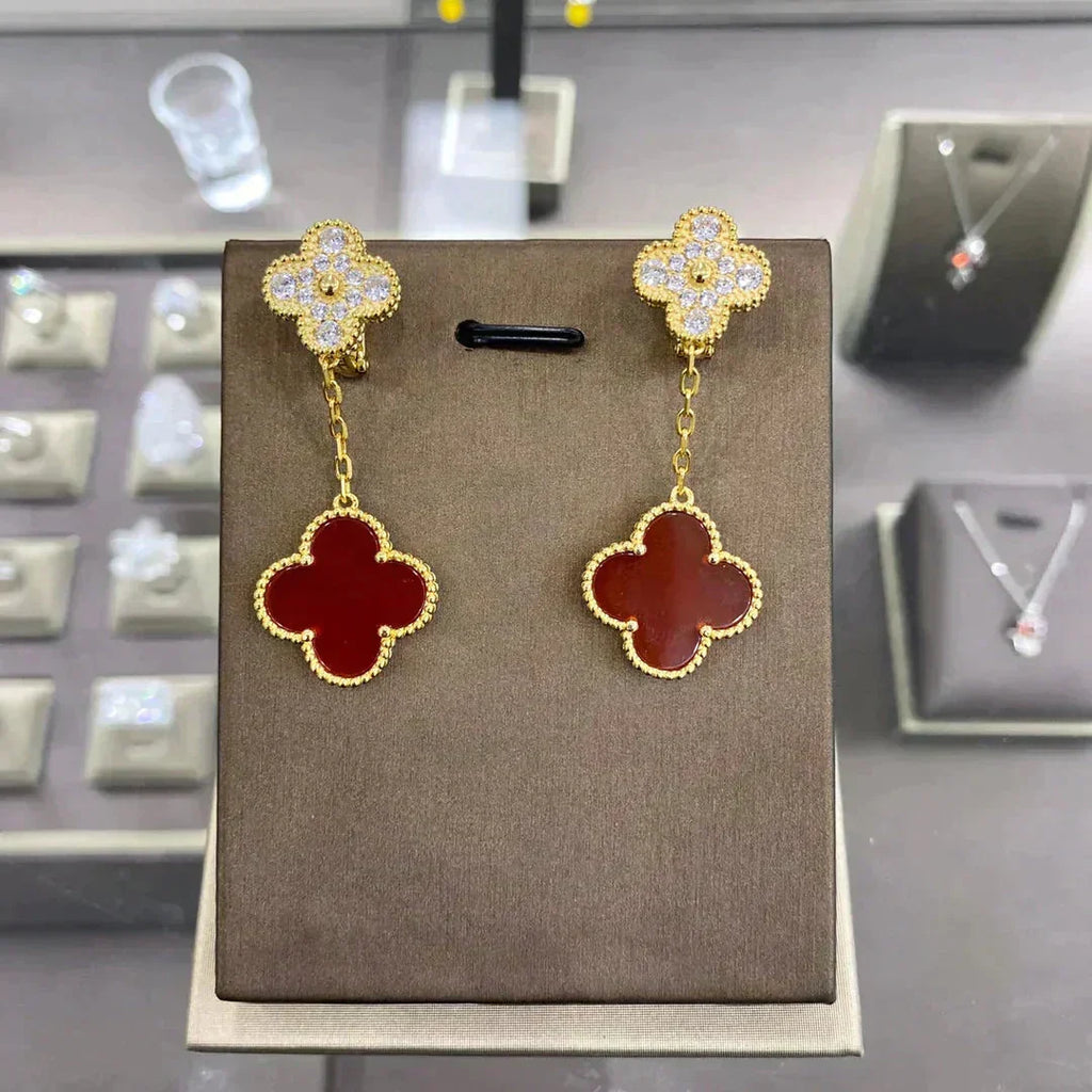 [Elowen jewels ]CLOVER  2 MOTIFS  DIAMOND  EARRINGS (MULTIPLE CHOICESç´