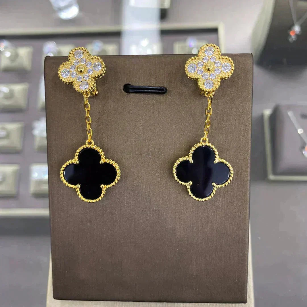 [Elowen jewels ]CLOVER  2 MOTIFS  DIAMOND  EARRINGS (MULTIPLE CHOICESç´