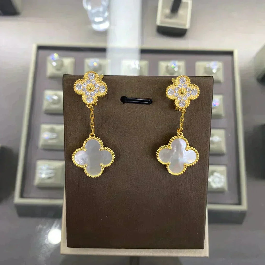 [Elowen jewels ]CLOVER  2 MOTIFS  DIAMOND  EARRINGS (MULTIPLE CHOICESç´