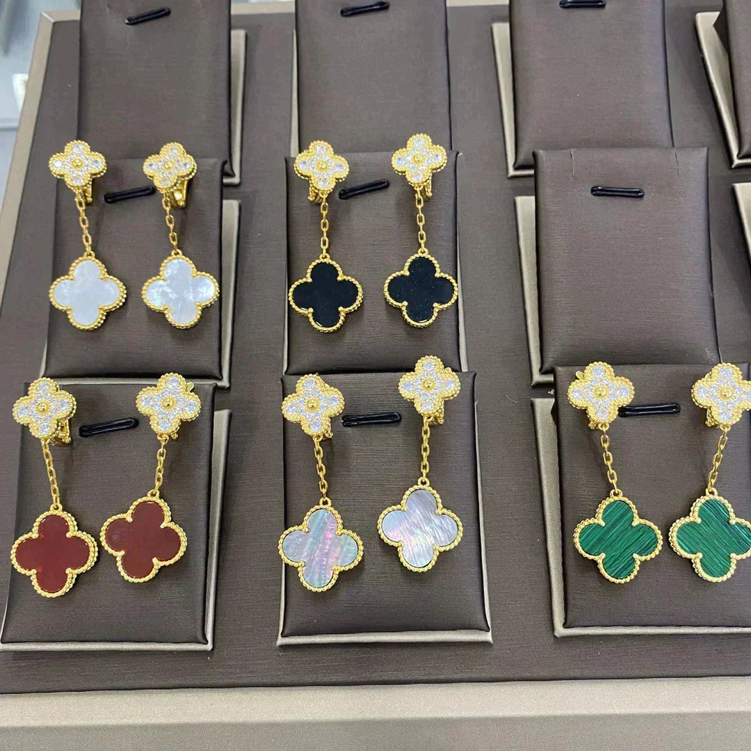 [Elowen jewels ]CLOVER  2 MOTIFS  DIAMOND  EARRINGS (MULTIPLE CHOICESç´