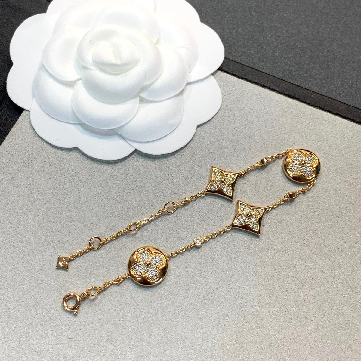 [Elowen jewels ]STAR AND SUN 4 MOTIFS GOLD DIAMONDS BRACELET