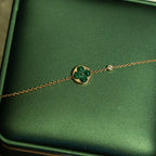 [Elowen jewels ]SUN MALACHITE 1 DIAMOND PINK GOLD BRACELET